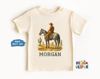 Personalized Cowboy Toddler Shirt, Custom Name Western Kids Shirt, Wilf West kids Tee, Cute Natural Toddler Tee, Cowboy Lover Kids Shirt