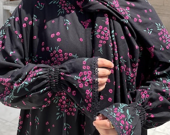 Black Prayer Dress, Islamic Dress, Two Piece Prayer Garment, Eid Ramadan Gift, Abaya, Jilbab, Maxi Dress, Prayer Hijab, Salah dress, Abaya