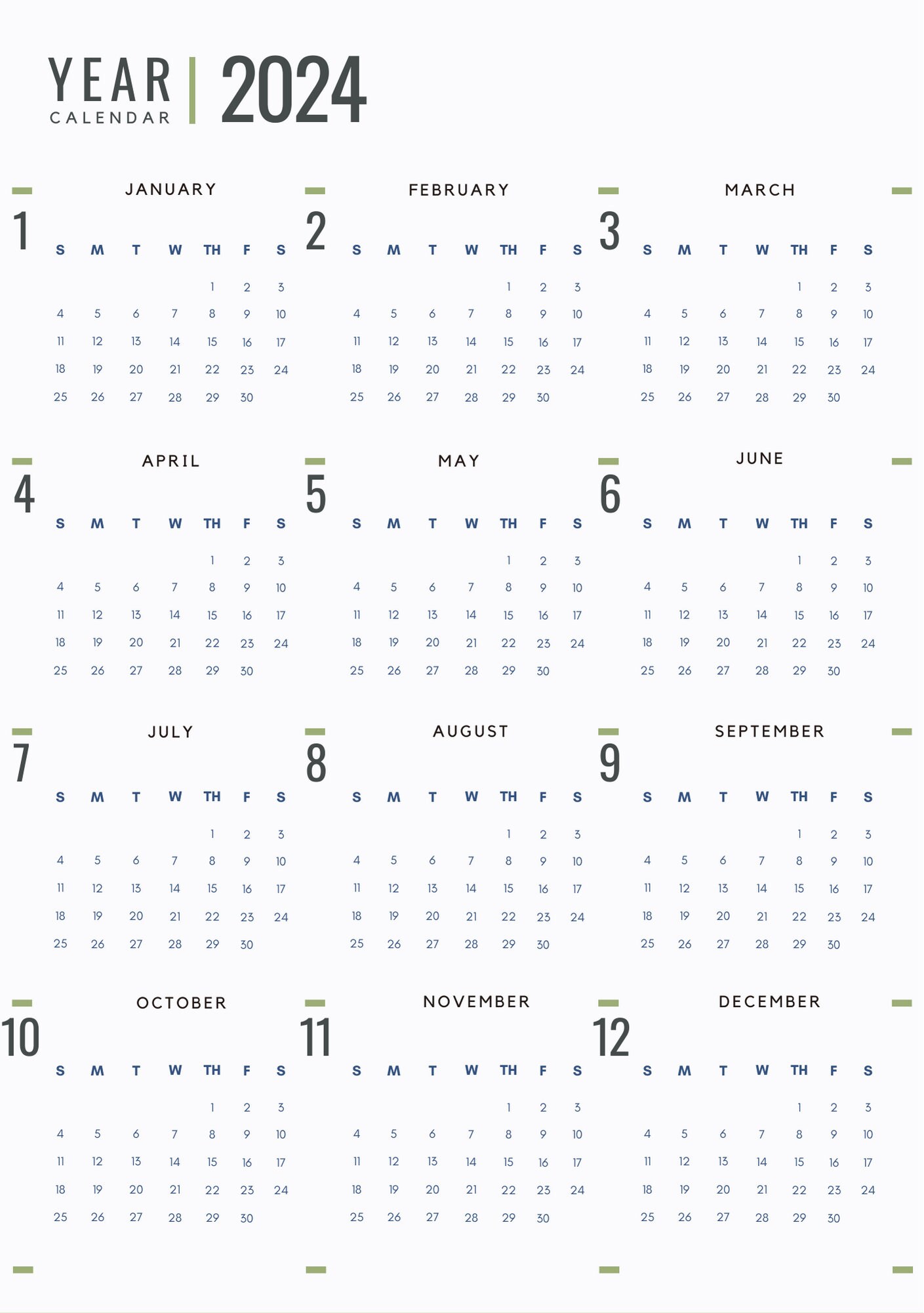 2024 Calendar, Minimal 2024 Calendar, 2024 Etsy
