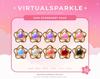 Mini Starburst Twitch Badges: Gold Star Emotes (Digital Download)