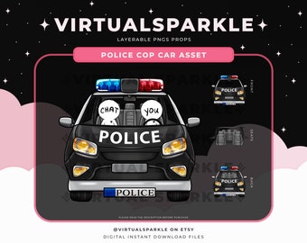 Vtuber Police Car Layer Asset: Funny Streaming Props (PNG Digital Download)