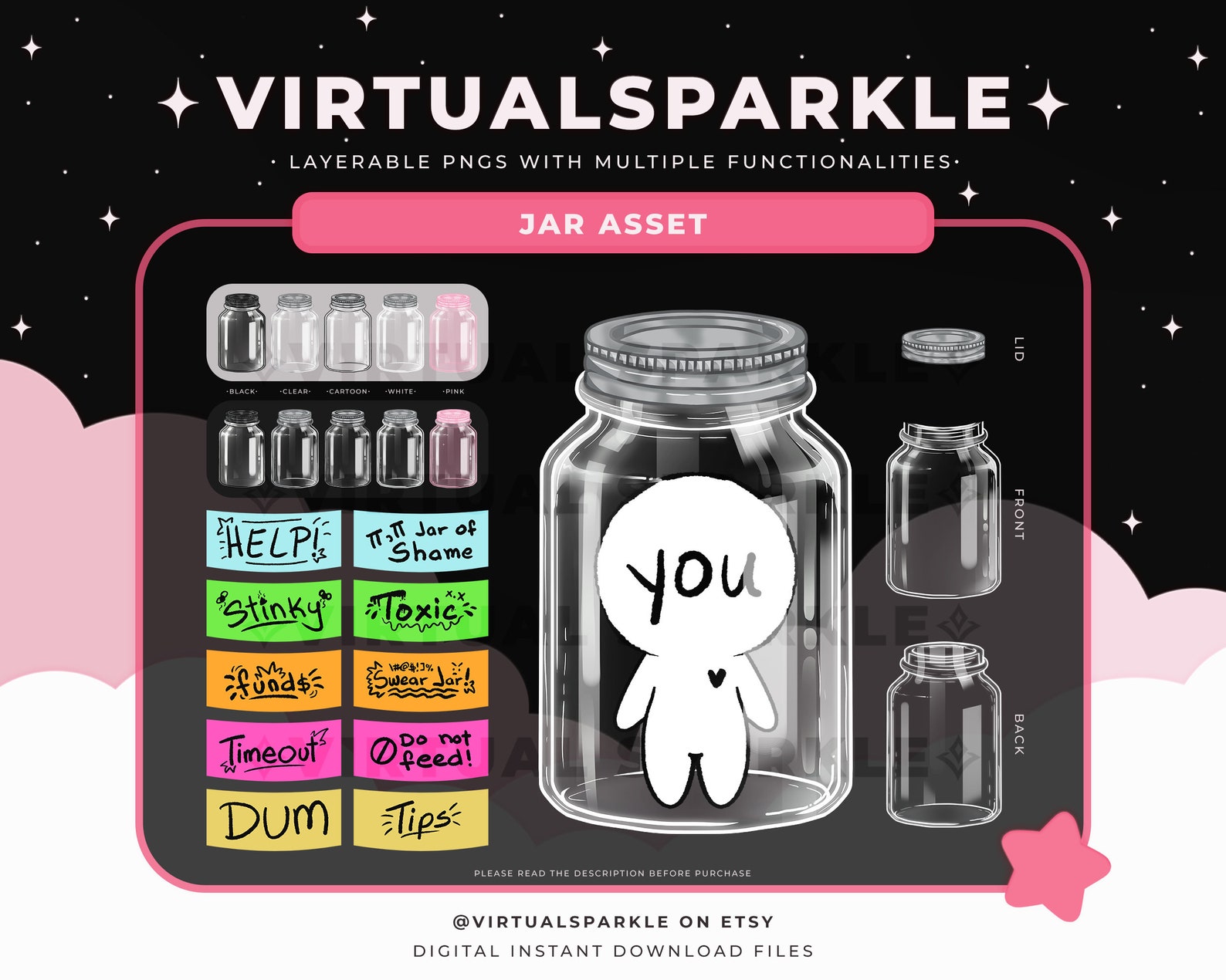 Vtuber Streamer Jar Asset PNG: Chibi Streaming Props (digital Jar ...