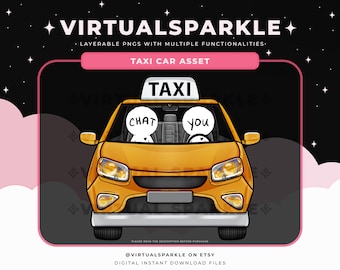 Vtuber Taxi Car Asset: Layerable PNG Graphics (Digital Download)