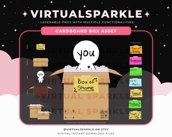 Vtuber Streamer Cardboard Box Asset PNG | Chibi Vtuber | PNGTuber Box| Cute Streaming Props  | Layerable Streamlabs |  HD Digital Graphic