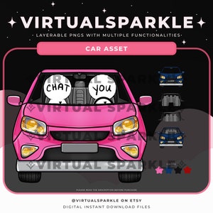 May include: A pink car with the words "Chat" and "You" on the windows. The car is a digital asset for use in creative projects.