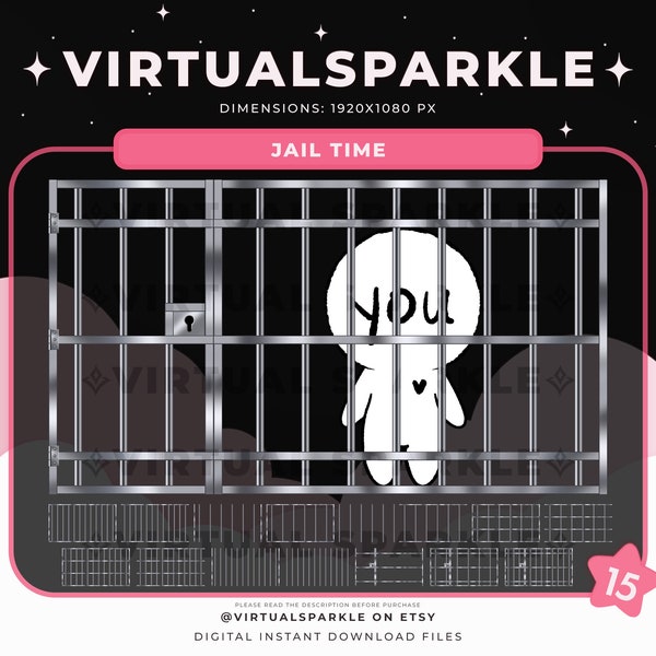 Vtuber Jail Time Asset PNG | Roleplay Assets | PNGTuber Criminal Cage | Funny Thief Streaming Props | Jail Cell Digital Graphics