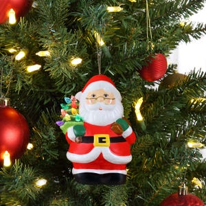 Ornement figurine Père Noël en céramique avec sapin lumineux - Mr. Christmas