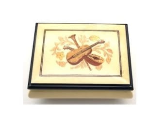 Caja de música italiana, diseño de incrustaciones de instrumentos musicales - Alice Sturzinger Music Box
