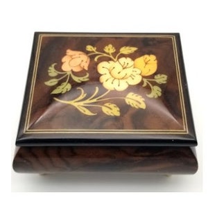 Italian Music Box with Floral Inlay Design - Alice Sturzinger Music Box