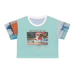 Gulf Of America Crop Tee - Ocean Lover Beach Top, Patriot Pride Shirt, USA Flag Apparel, Summer Vacation Beachwear, Nautical Casual Wear