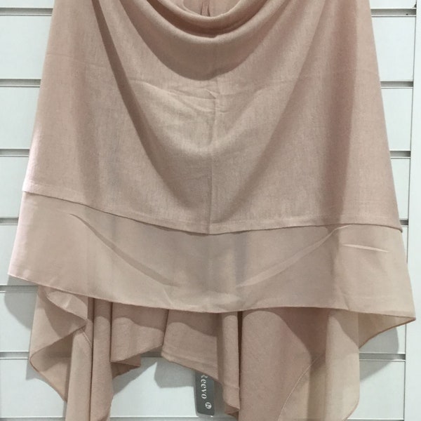 Chic Lightweight and Ultra Soft Poncho/wraps/ cover ups with Chiffon border For Women/ makes a great gift