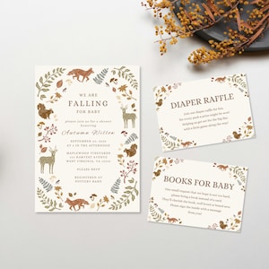 Falling for Baby Invite, Autumn Baby Shower Invitation, Fall Woodland Baby Shower, Instant Download, Printable, Gender Neutral