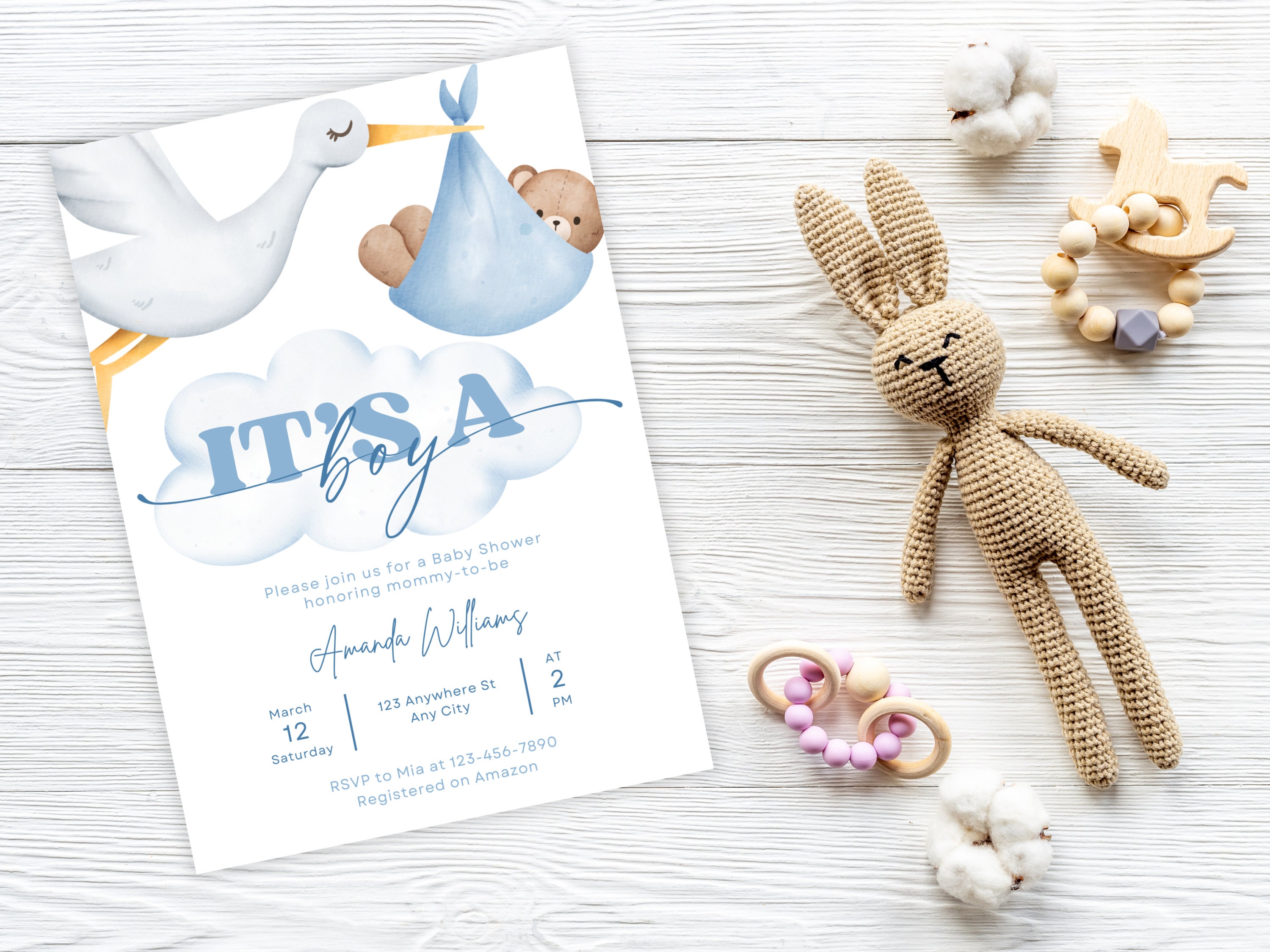 Editable Baby Boy Shower Invitation, It's a Boy, Baby Shower Invitation ...