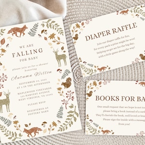 Editable Autumn Baby Shower Invite, Fall Baby Shower Invitation, Falling for Baby, Instant Download, Printable, Gender Neutral