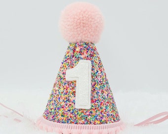 Sprinkles First Birthday Hat/ 1st Birthday Hat/ Pink Birthday Hat/ Girls Birthday Outfit/ Baby Birthday Hat