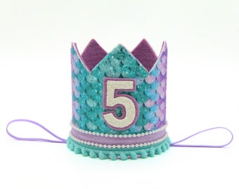 5th Birthday Crown| 5th Birthday Hat| Mermaid Party| Princess Crown| Mermaid Crown| Princess Outfit| Under the Sea Party| Mermaid Pearls