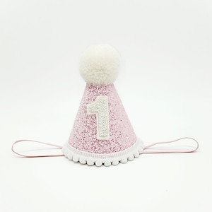 Chapeau premier anniversaire / chapeau 1er anniversaire / premier anniversaire de bébé / tenue premier anniversaire / chapeau d&#39;anniversaire rose et blanc / chapeau d&#39;anniversaire rose / chapeau fille