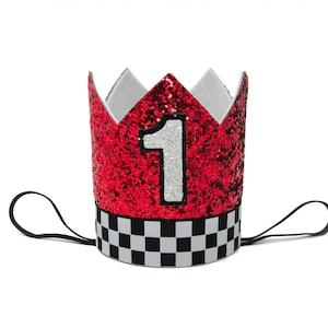 1st Birthday Crown/  Fast One Birthday/ Red Race Car Birthday Crown/ Race Car Birthday/ Race Car Birthday Hat/ Finish Line Birthday