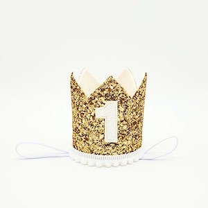 Gold and White Crown/ First Birthday Crown/ 1st Birthday Crown/ Custom Princess Crown/ First Birthday Outfit/  Gold Birthday Crown/ Cake Sma
