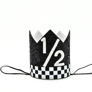 Half Birthday Crown/ Halfway to One/ Race Car Birthday Crown/ Race Car Birthday/ Race Car Birthday Hat/ Finish Line Birthday/ 1/2 Birthday