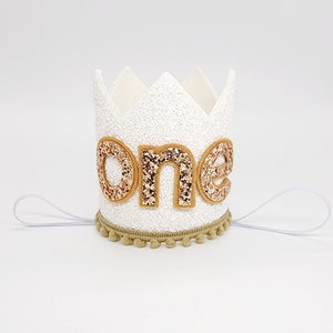 First Birthday Crown | 1st Birthday Crown | First Birthday Outfit | White and Tan Party Crown