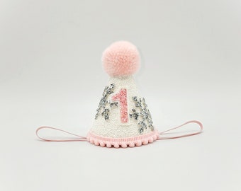 Winter Onederland Birthday/ Onederland Party Decor/Winter Birthday/ White and Pink Birthday Outfit/ Snowflake/ First Birthday Hat