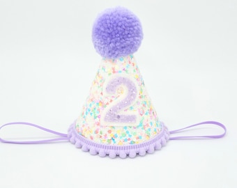 Confetti  Hat/ Sugar Sprinkles Hat/ Glitter Confetti Hat/ Glitter Sprinkle Hat/ Custom Birthday Hat/ 2nd Birthday Outfit/ Purple Party Hat
