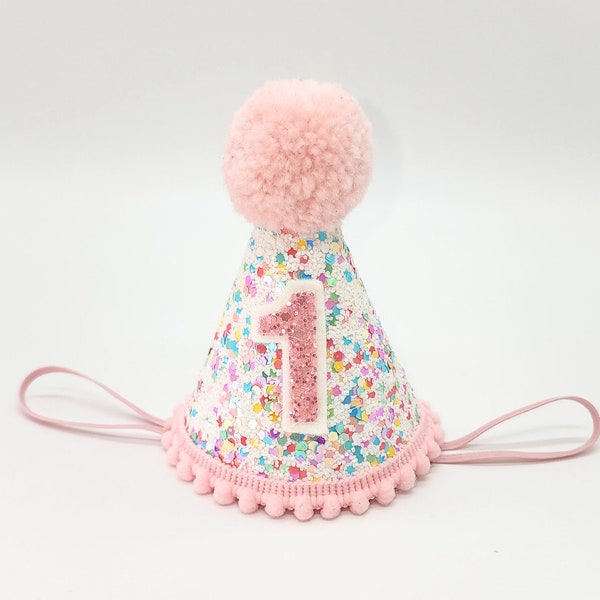Confetti  Hat/ Sugar Sprinkles Hat/ Sugar Confetti Hat/ Sweet One Birthday/ White + Pink Sprinkles Cake/ First Birthday Outfit