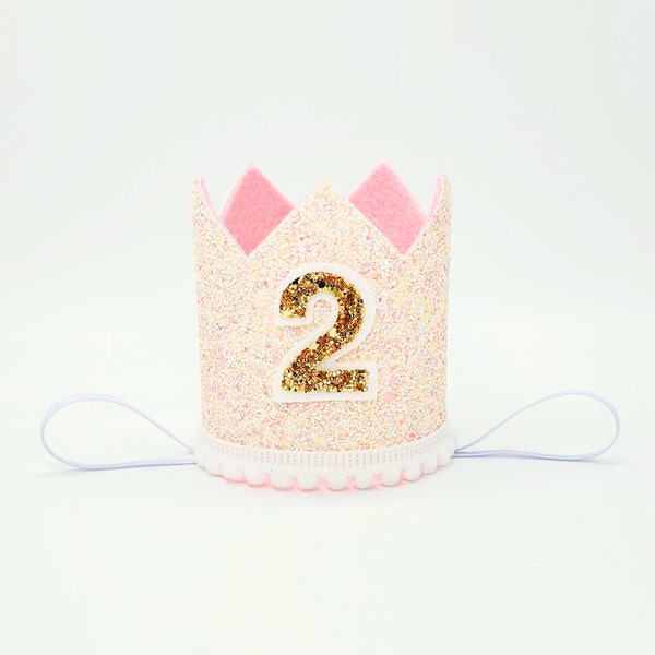 2nd Birthday Crown/ Princess Birthday Crown/ BirthdayPrincess / Pink Birthday Crown/ Pink and White Girl Birthday  Outfit