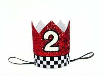 2nd Birthday Crown/ 2 Fast Birthday Crown/ Two Fast Birthday/ Red Race Car Birthday Crown/ Race Car Birthday/ Race Car Birthday Hat