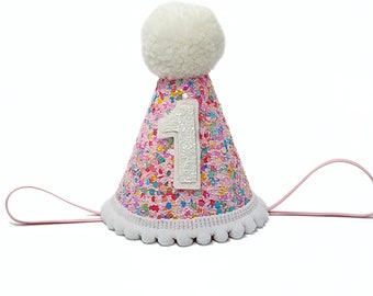 Confetti  Hat/ Sugar Sprinkles Hat/ Sugar Confetti Hat/ Sweet One Birthday/ Pink + White Sprinkles Cake/ First Birthday Outfit