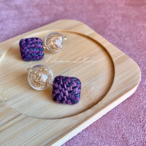 Drop Earrings with Gold Orb and Purple Weave Accents