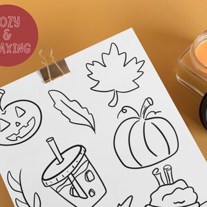 Cozy Fall Halloween Coloring Pages - Printable PDF Coloring Pages - Unique Halloween Activity - Autumn Coloring Pages - Instant Download