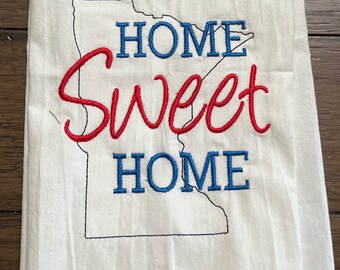 Serviette Home Sweet Home Minnesota, brodée