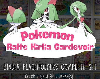 Ralts | Kirlia | Gardevoir Pokemon Printable Binder Placeholders  – Complete Set | English & Japanese | Digital Download