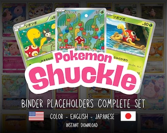 Shuckle Pokemon Printable Binder Placeholders Complete Set | English & Japanese  | Cards Digital Download