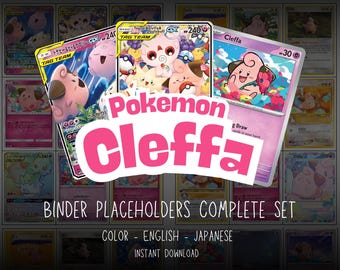 Cleffa Pokémon Printable Binder Placeholders – Complete Set | English & Japanese | Digital Download