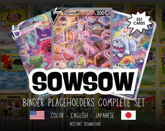 SOWSOW Collection Pokemon Printable Binder Placeholders  – Complete Set | English & Japanese | Digital Download