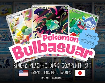 Bulbasaur Pokemon Printable Binder Placeholders Complete Set | English & Japanese | Digital Download