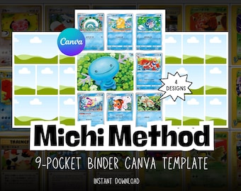 Michi Method 9-Pocket Binder Canva Template | Pokémon TCG Binder Template | Editable Binder Layout | Instant Download