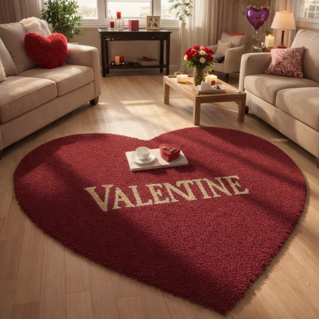 Heart Rug Fancy Personalized Valentine Heart Rug, Black & White Love Area Rug, Custom ...