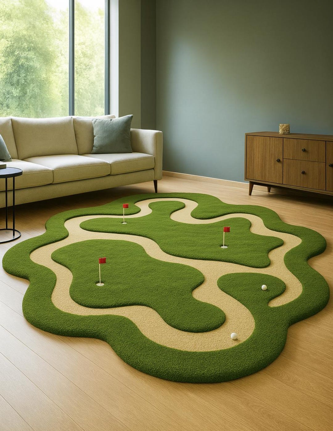 Golf Ramp Rug Golf Course Wool Rug| Hand-tufted 3D Turf Designe, Artistic Rug for ...