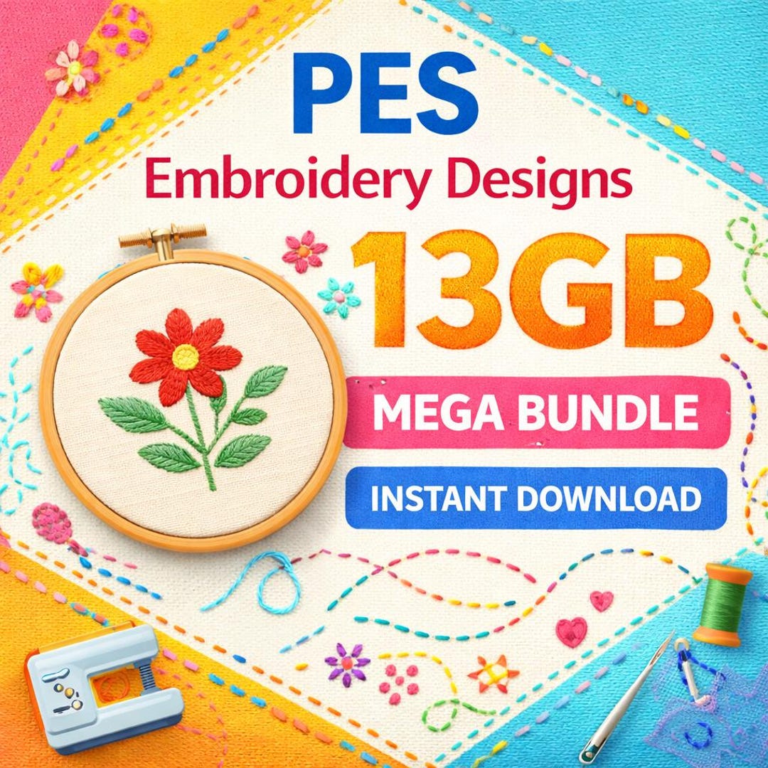 PES Embroidery Designs Mega Bundle 13 Gb (instant Download) - Etsy Canada