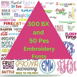 Embroidery Font Bundle: 50 PES + 300 BX Fonts (Digital Download)