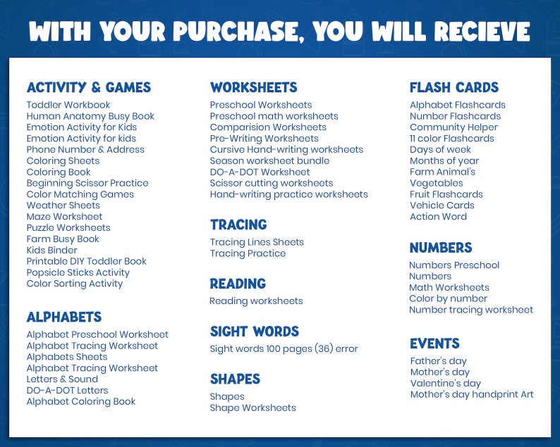 Preschool Learning Bundle: 2800+ Activity Worksheets (digital Download ...