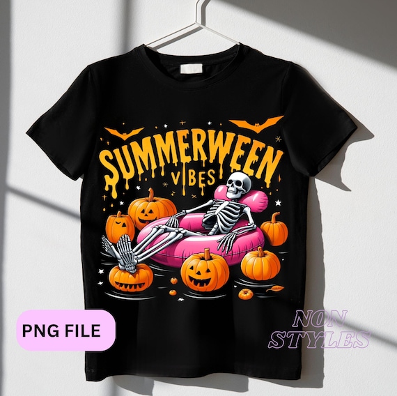 Halloween Summerween Vibes Png, Summer Vacation Skeleton Float Png, Halloween Png, Digital Download In July