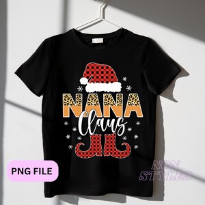 Christmas Nana Claus Women Leopard Buffalo Plaid Pajama Xmas png, Christmas png