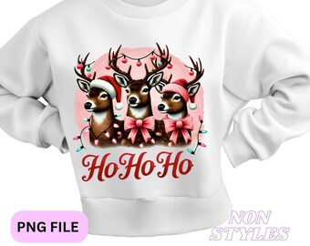 Ho Ho Ho Deer Christmas Png ,Christmas Deer, Reindeer, Merry Christmas Png, Deer Png, Christmas, Sublimation Design, Digital Download