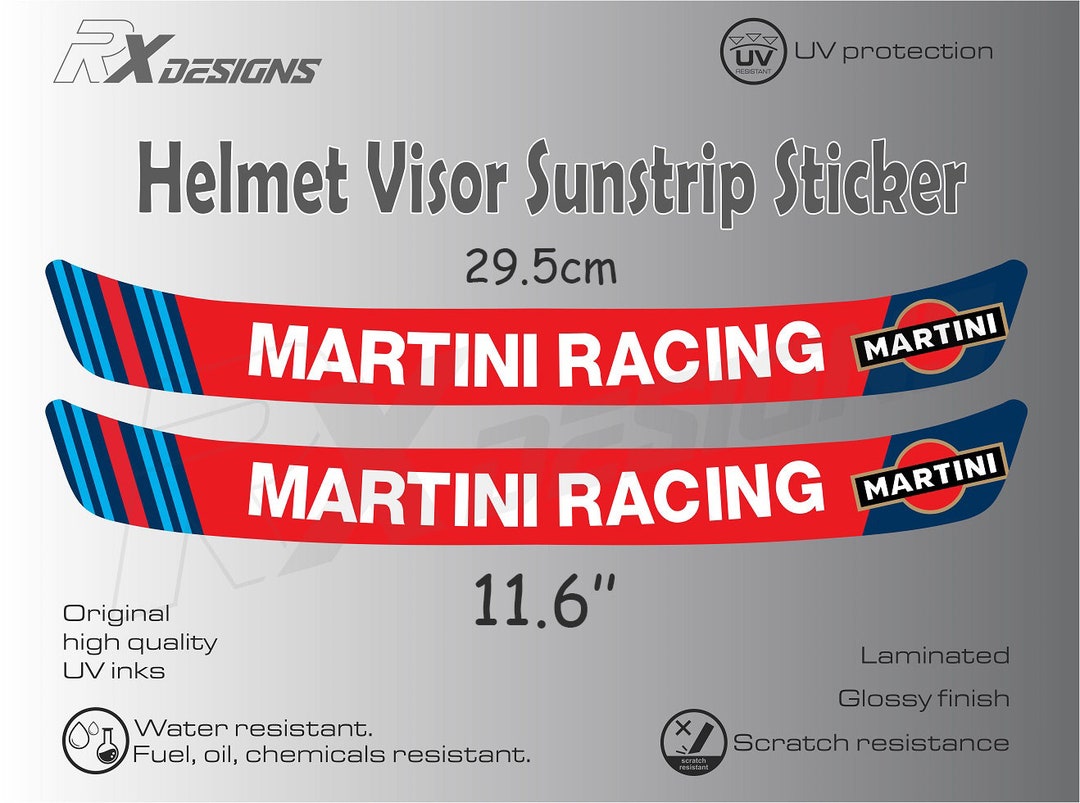 2 X Martini Racing Helmet Visor Sunstrip Sticker Decal 295mm Etsy