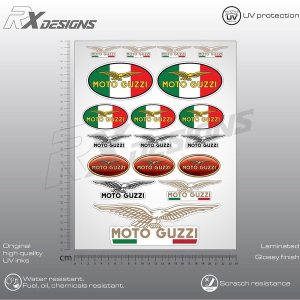 Moto Guzzi stickers set Moto Guzzi decals, stickers Moto Guzzi Italy Laminated